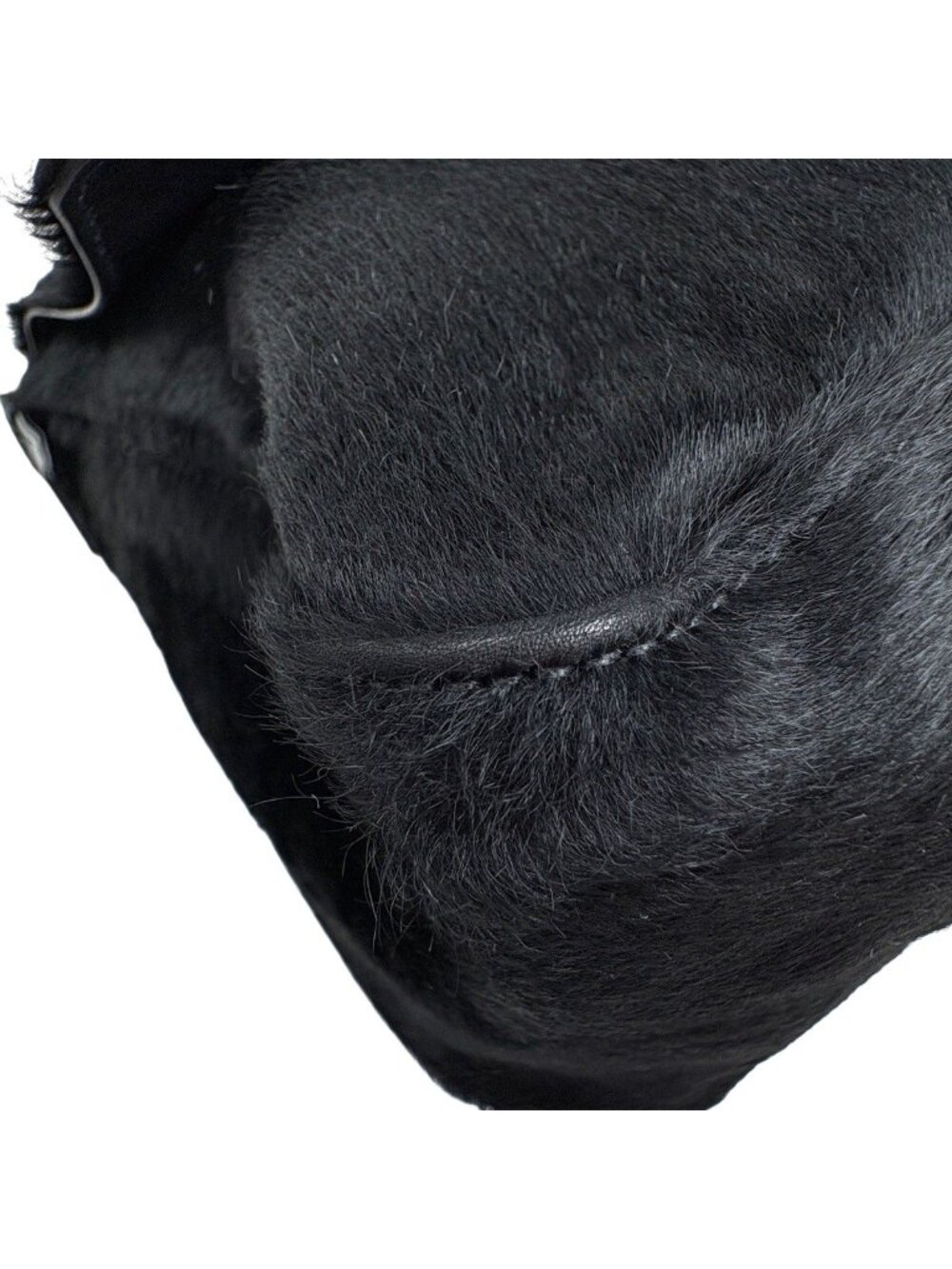 Fendi Zucca Logo Shoulder Bag Mamma Baguette Calf Hair Black - Picture 6 of 12